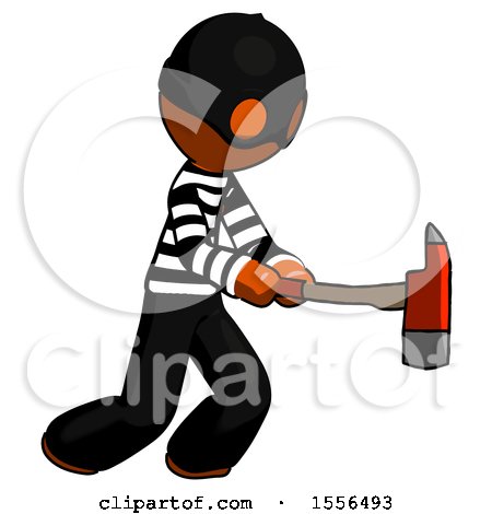 Orange Thief Man with Ax Hitting, Striking, or Chopping by Leo Blanchette