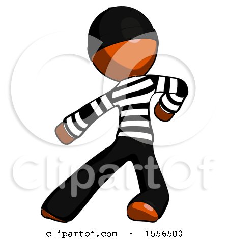 Orange Thief Man Karate Defense Pose Left by Leo Blanchette