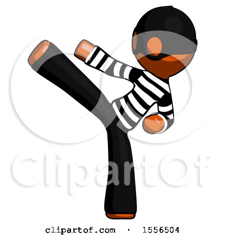 Orange Thief Man Ninja Kick Left by Leo Blanchette