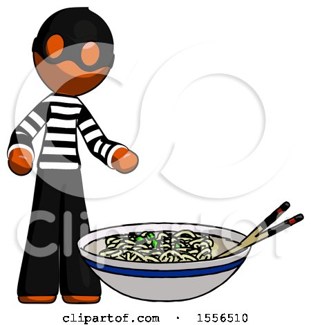 Orange Thief Man and Noodle Bowl, Giant Soup Restaraunt Concept by Leo Blanchette