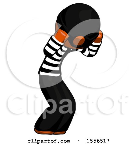 Orange Thief Man with Headache or Covering Ears Turned to His Right by Leo Blanchette