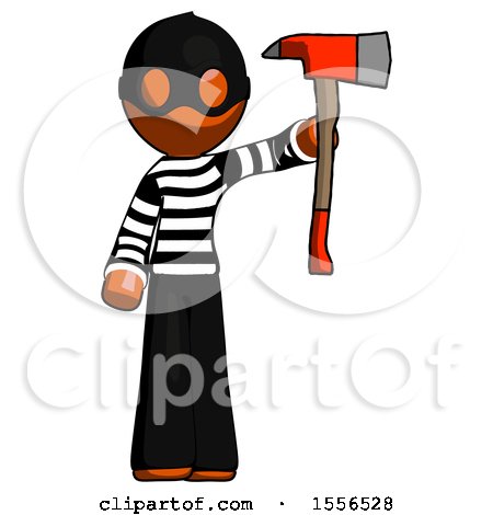 Orange Thief Man Holding up Red Firefighter's Ax by Leo Blanchette
