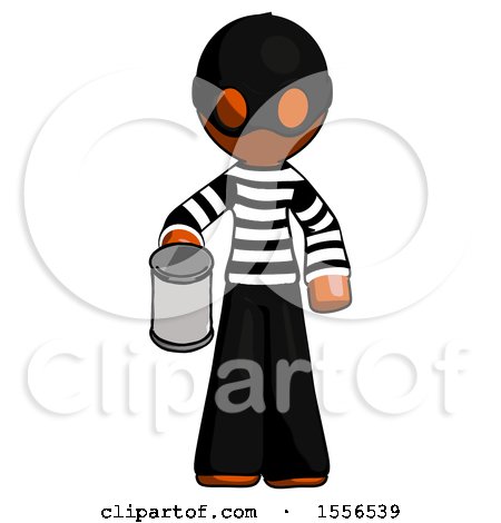 Orange Thief Man Begger Holding Can Begging or Asking for Charity by Leo Blanchette