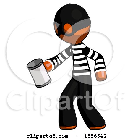 Orange Thief Man Begger Holding Can Begging or Asking for Charity Facing Left by Leo Blanchette