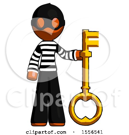 Orange Thief Man Holding Key Made of Gold by Leo Blanchette