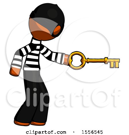 Orange Thief Man with Big Key of Gold Opening Something by Leo Blanchette
