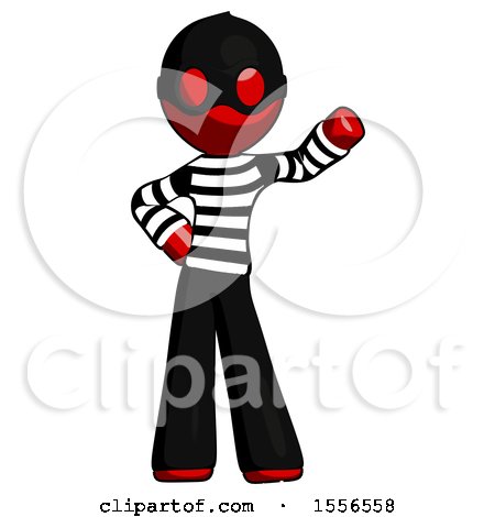 Red Thief Man Waving Left Arm with Hand on Hip by Leo Blanchette