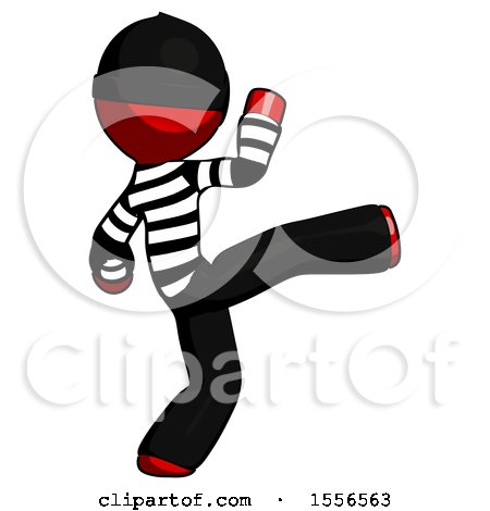 Red Thief Man Kick Pose by Leo Blanchette