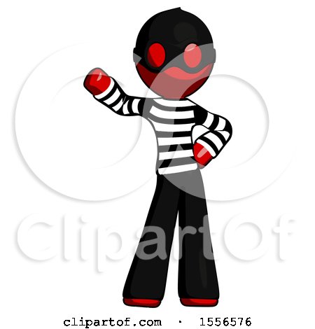 Red Thief Man Waving Right Arm with Hand on Hip by Leo Blanchette