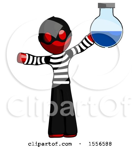 Red Thief Man Holding Large Round Flask or Beaker by Leo Blanchette