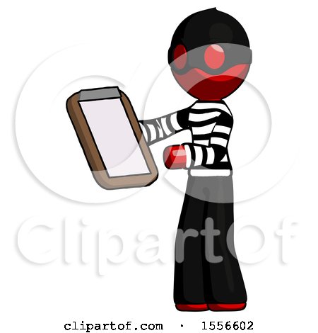 Red Thief Man Reviewing Stuff on Clipboard by Leo Blanchette