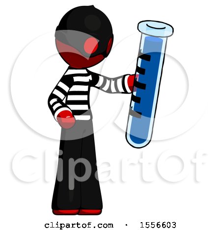 Red Thief Man Holding Large Test Tube by Leo Blanchette