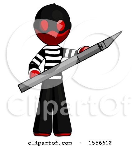 Red Thief Man Holding Large Scalpel by Leo Blanchette