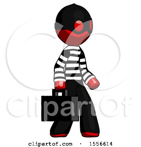 Red Thief Man Walking with Briefcase to the Right by Leo Blanchette