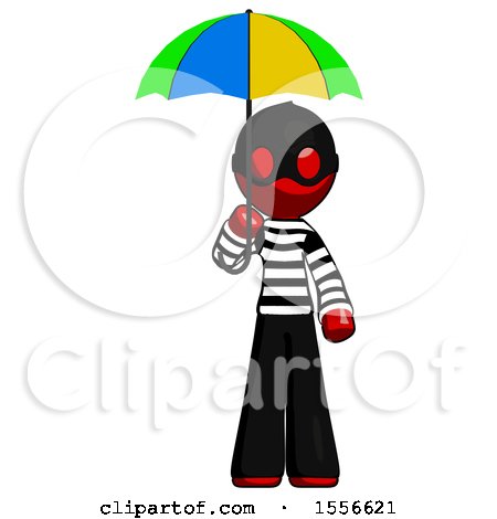 Red Thief Man Holding Umbrella Rainbow Colored by Leo Blanchette