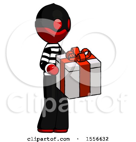 Red Thief Man Giving a Present by Leo Blanchette