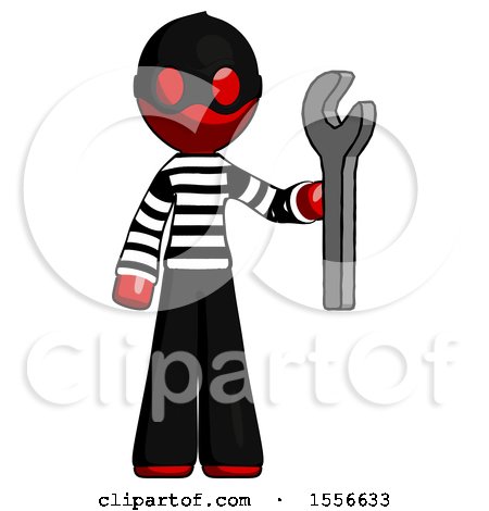 Red Thief Man Holding Wrench Ready to Repair or Work by Leo Blanchette