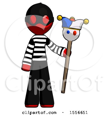 Red Thief Man Holding Jester Staff by Leo Blanchette