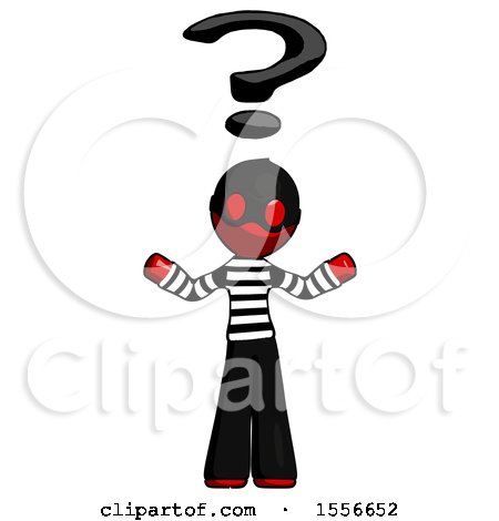 Red Thief Man with Question Mark Above Head, Confused by Leo Blanchette