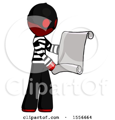 Red Thief Man Holding Blueprints or Scroll by Leo Blanchette