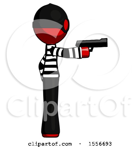 Red Thief Man Firing a Handgun by Leo Blanchette