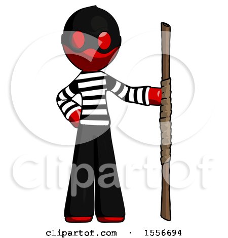 Red Thief Man Holding Staff or Bo Staff by Leo Blanchette