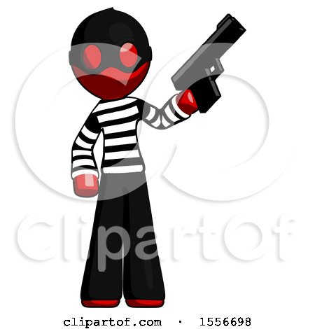 Red Thief Man Holding Handgun by Leo Blanchette