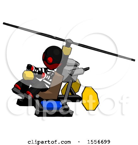 Red Thief Man Flying in Gyrocopter Front Side Angle Top View by Leo Blanchette