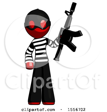 Red Thief Man Holding Automatic Gun by Leo Blanchette