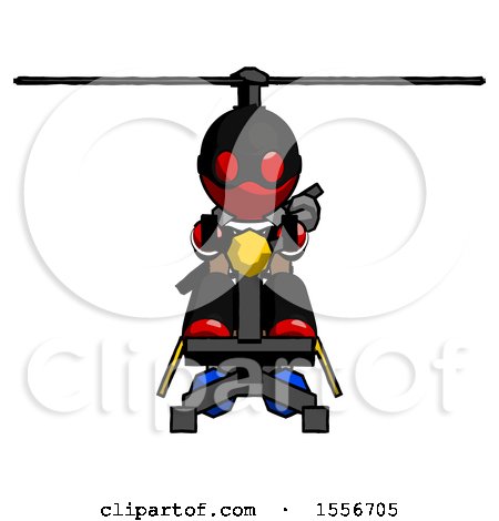 Red Thief Man Flying in Gyrocopter Front View by Leo Blanchette