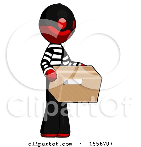 Red Thief Man Holding Package to Send or Recieve in Mail by Leo Blanchette