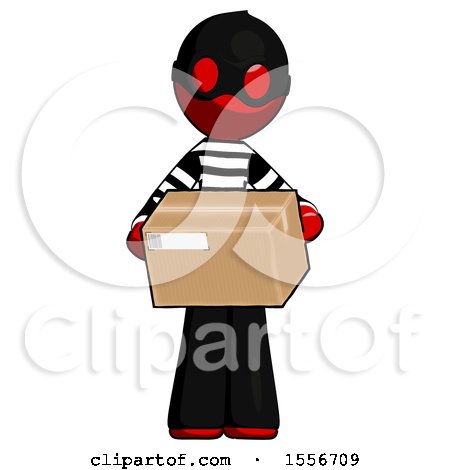 Red Thief Man Holding Box Sent or Arriving in Mail by Leo Blanchette