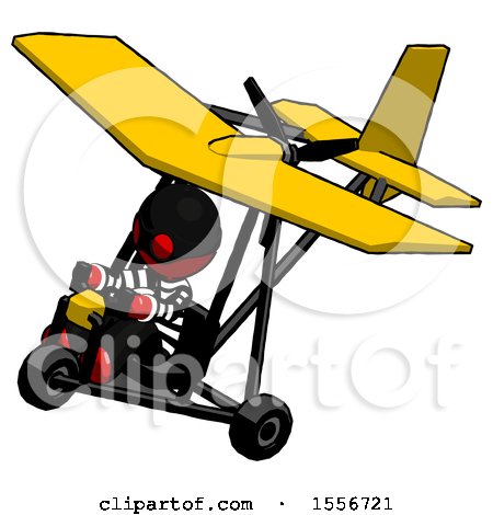 Red Thief Man in Ultralight Aircraft Top Side View by Leo Blanchette