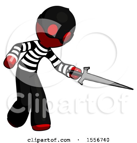 Red Thief Man Sword Pose Stabbing or Jabbing by Leo Blanchette
