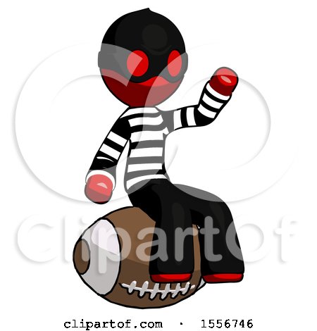 Red Thief Man Sitting on Giant Football by Leo Blanchette
