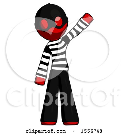 Red Thief Man Waving Emphatically with Left Arm by Leo Blanchette