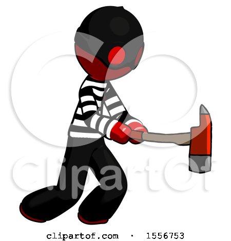 Red Thief Man with Ax Hitting, Striking, or Chopping by Leo Blanchette