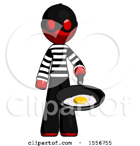 Red Thief Man Frying Egg in Pan or Wok by Leo Blanchette