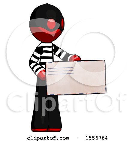 Red Thief Man Presenting Large Envelope by Leo Blanchette