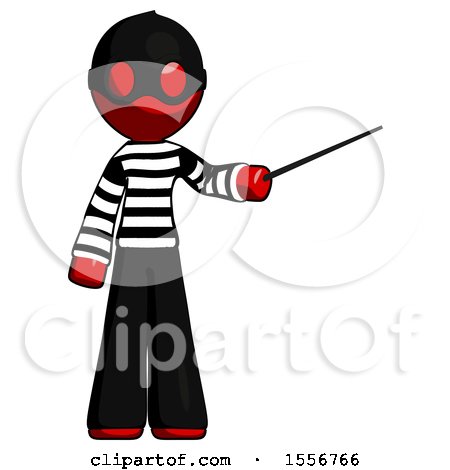 Red Thief Man Teacher or Conductor with Stick or Baton Directing by Leo Blanchette