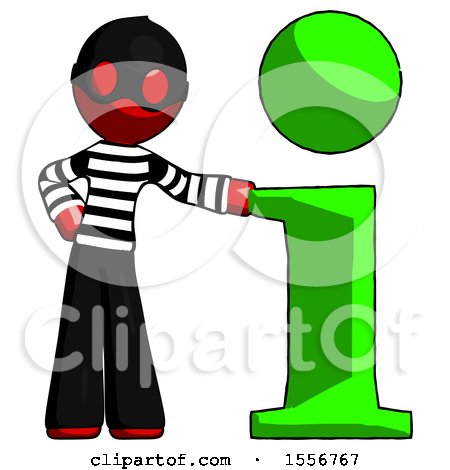 Red Thief Man with Info Symbol Leaning up Against It by Leo Blanchette