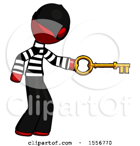 Red Thief Man with Big Key of Gold Opening Something by Leo Blanchette