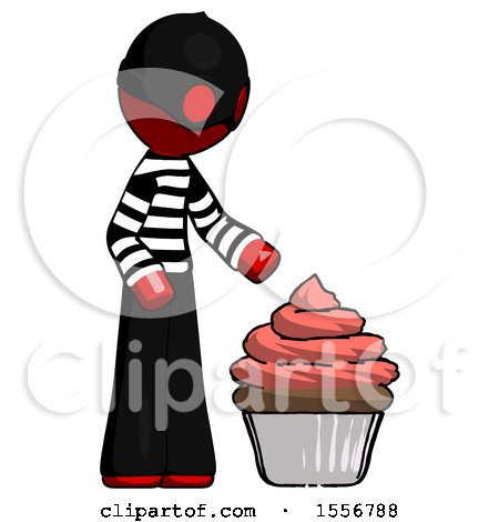 Red Thief Man with Giant Cupcake Dessert by Leo Blanchette