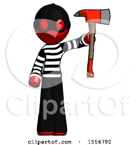 Red Thief Man Holding up Red Firefighter's Ax by Leo Blanchette