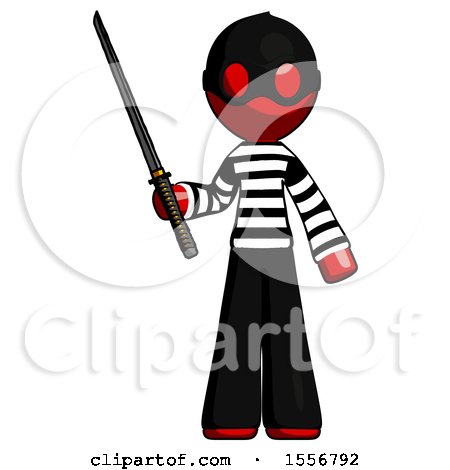 Red Thief Man Standing up with Ninja Sword Katana by Leo Blanchette