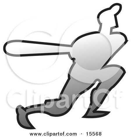 Silhouetted Male Baseball Player Athlete Up For Bat With Gradient Grays Clipart Illustration by Andy Nortnik