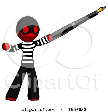 Red Thief Man Pen Is Mightier Than the Sword Calligraphy Pose by Leo Blanchette