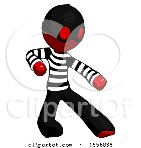 Red Thief Man Karate Defense Pose Right by Leo Blanchette