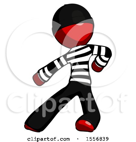 Red Thief Man Karate Defense Pose Left by Leo Blanchette