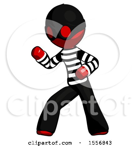 Red Thief Man Martial Arts Defense Pose Left by Leo Blanchette